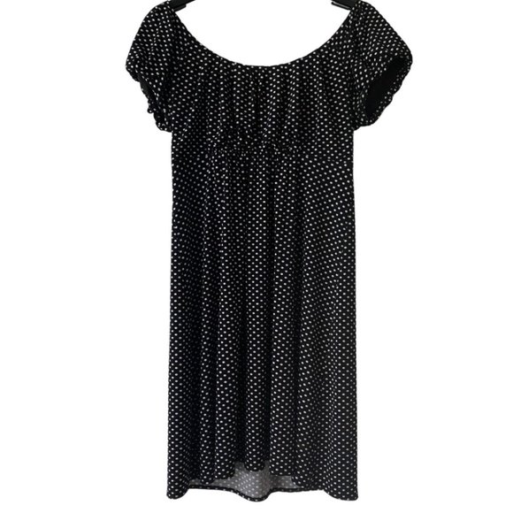 Laura Petite Baby Doll Dress Size S- Black with Small White Polka Dots/Maxi - Picture 1 of 7
